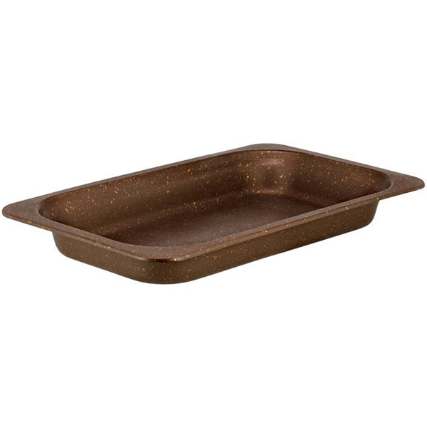 A brown rectangular food pan with a plain design by Bon Chef.