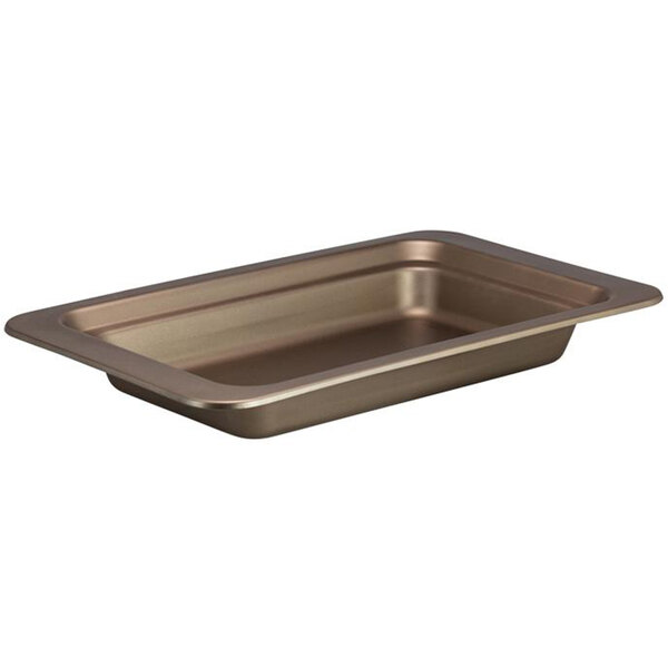 A Bon Chef taupe metal rectangular food pan.