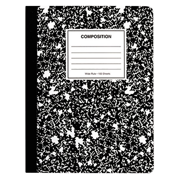 A black and white Universal quadrille ruled composition book cover.