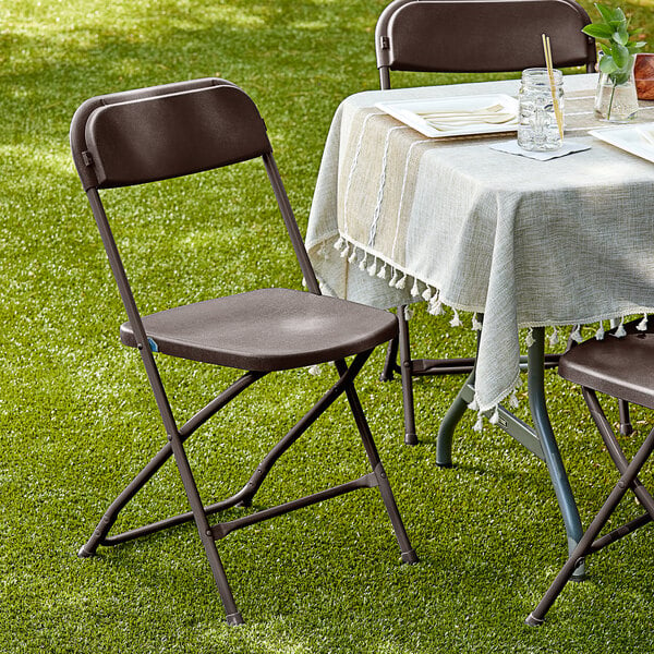 Lancaster Table & Seating Brown Textured and Contoured Folding Chair