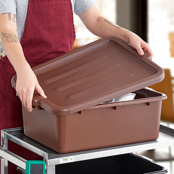 Choice Brown Polyethylene Plastic Bus Tub Lid 20" x 15"