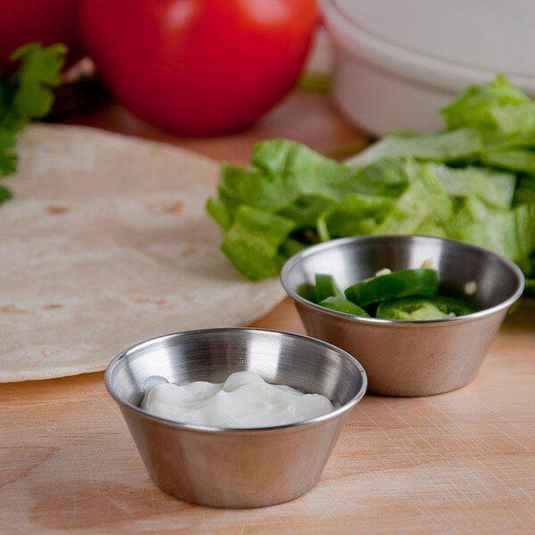 Choice 1.5 oz. Stainless Steel Round Sauce Cup - 144/Case