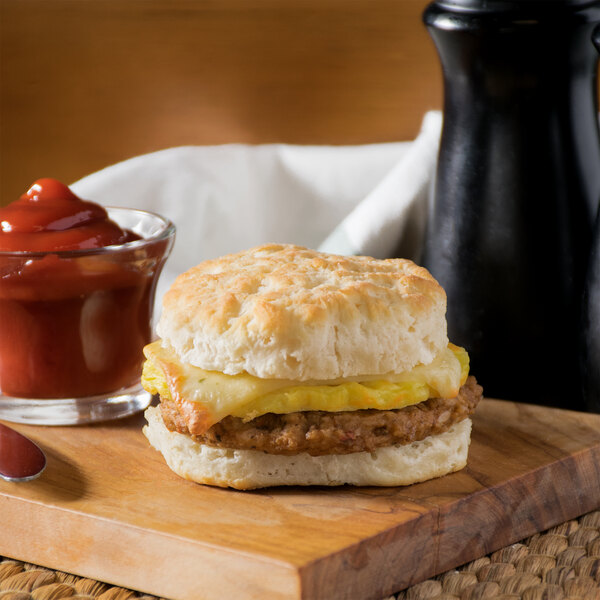 Jimmy Dean 5 oz. Hot & Spicy Sausage, Egg, and Pepperjack Cheese Breakfast Sandwich - 12/Case