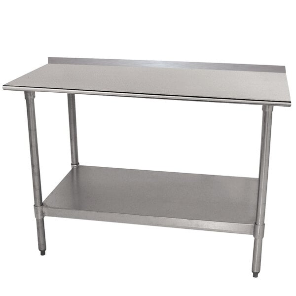 Advance Tabco TTF-244-X 24" x 48" 18 Gauge Stainless Steel Work Table with Backsplash and Undershelf