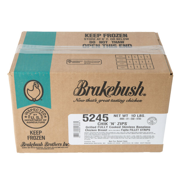 Brakebush Chik'N'Zips Fully Cooked Fajita Chicken Breast Fillet Strips