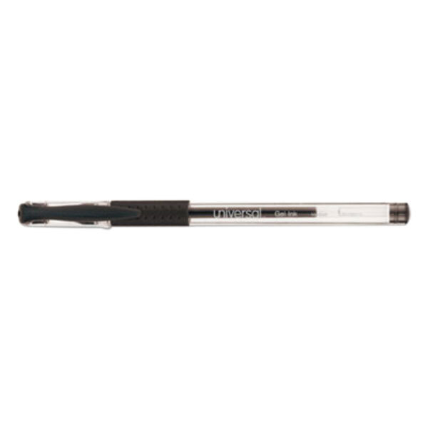 Universal UNV39513 Comfort Grip Black Ink with Clear Barrel 0.7mm Roller Ball Gel Stick Pen   - 60/Pack