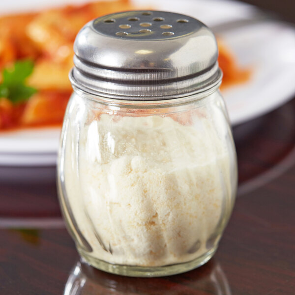Swirl Glass Cheese Shaker NEW Set of 12 Pepper Spice Shaker w/ Perforated Stainless Steel Lid Ounce 6 oz. 
