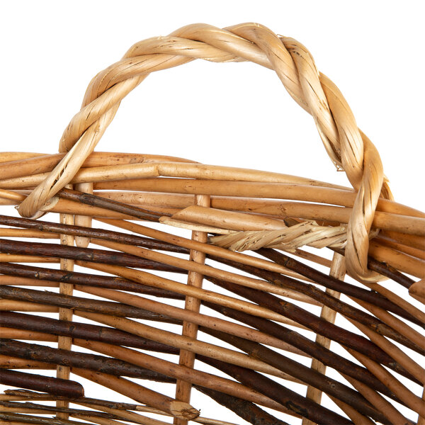 Dark Round Wicker Display Basket with Handles 20" x 22"