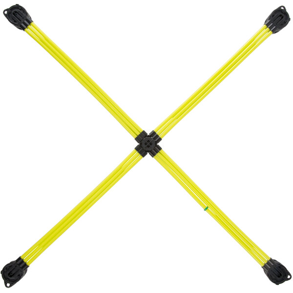 A yellow and black Flat Tech table pad with cross bars.