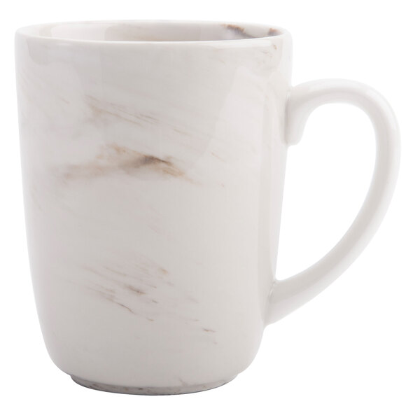 A white Oneida porcelain coffee mug with a handle.