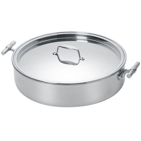 Eastern Tabletop 5926 6 Qt. Mirrored Stainless Steel Induction Pot with  Flat Lid and Double Handles