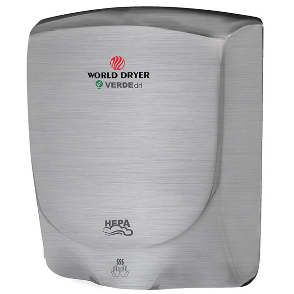 World Dryer Q973A VERDEdri Brushed Stainless Steel Hand Dryer 110
