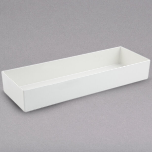 A white rectangular Bon Chef bowl with a sandstone finish on a white background.