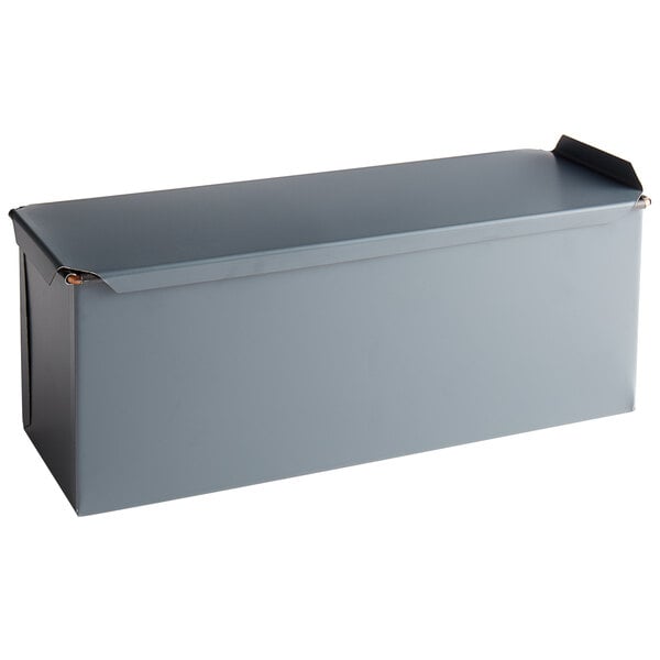 A grey rectangular box with a lid.