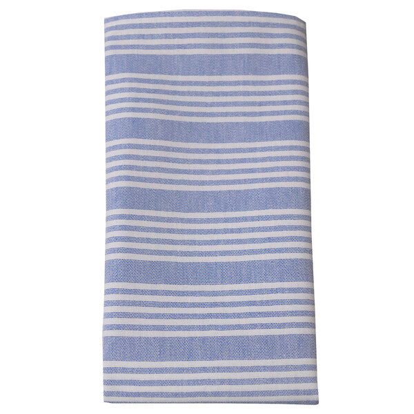 Blue and white ticking striped cloth napkins.