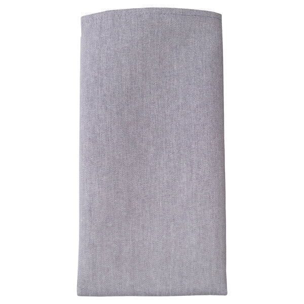 A close-up of a gray Snap Drape chambray cloth napkin.