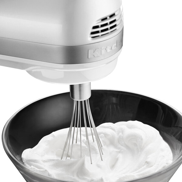 KitchenAid KHM512WH Ultra Power White 5 Speed Hand Mixer with Stainless