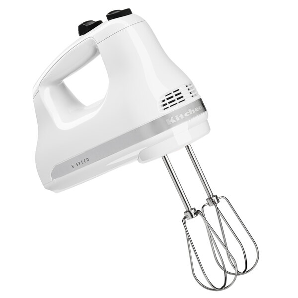 KitchenAid KHM512WH Ultra Power White 5 Speed Hand Mixer with Stainless  Steel Turbo Beaters - 120V
