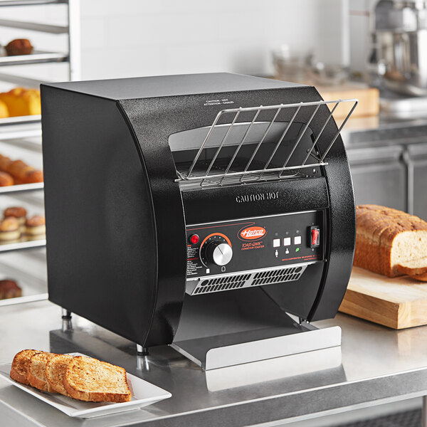 Hatco TQ3-10 Toast Qwik Black One or Two Side Conveyor Toaster with 2" Opening - 208V, 1780W