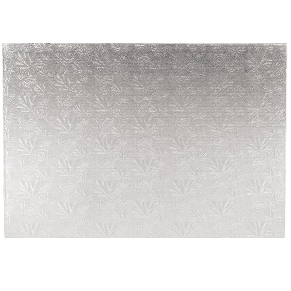 Enjay 1/4-17122512S12 25 1/2" x 18" Fold-Under 1/4" Thick Full Silver Cake Board