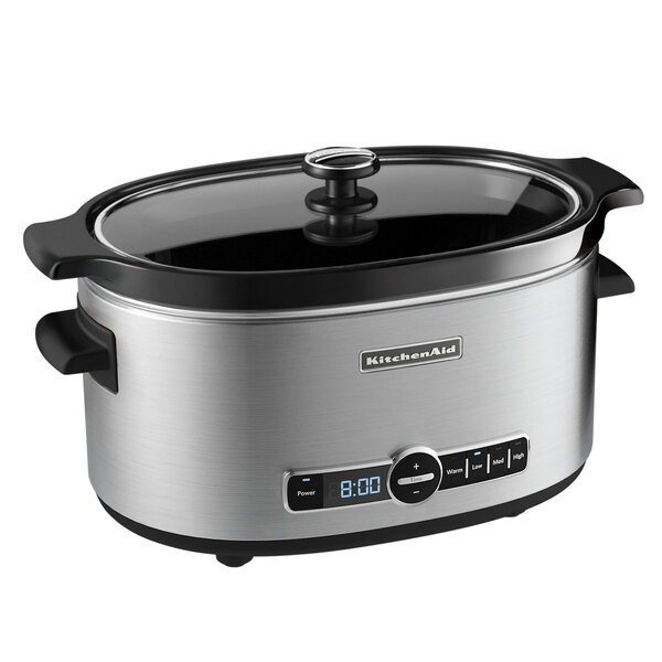 KitchenAid KSC6223SS Stainless Steel 6 Qt. Slow Cooker with Solid Glass