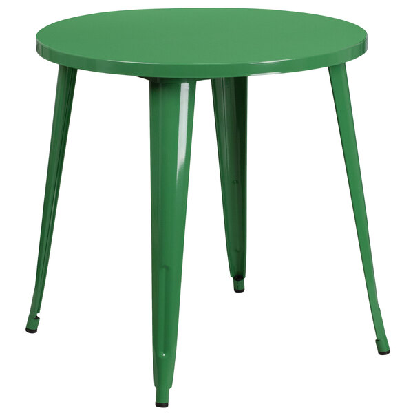 Flash Furniture CH-51090-29-GN-GG 30" Green Metal Indoor / Outdoor Round Cafe Table