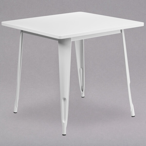 Flash Furniture ET-CT002-1-WH-GG 30" White Metal Indoor / Outdoor Square Cafe Table