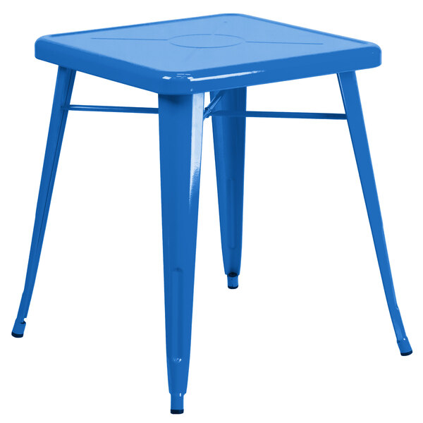 Flash Furniture CH-31330-29-BL-GG 24" Blue Metal Indoor / Outdoor Square Cafe Table