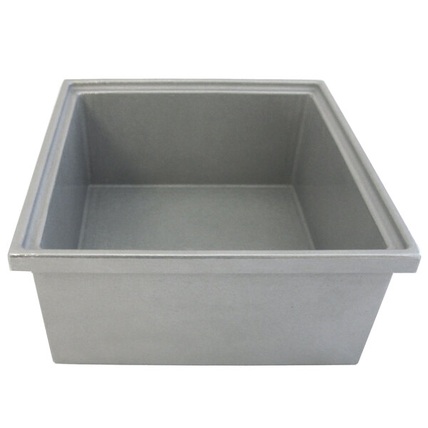 A grey square Bon Chef container with a square lid.