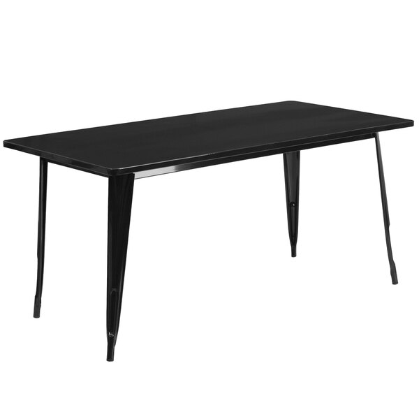 A Flash Furniture black metal rectangular cafe table.