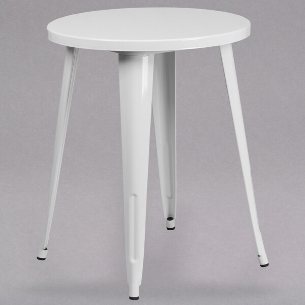 Flash Furniture CH-51080-29-WH-GG 24" White Metal Indoor / Outdoor Round Cafe Table
