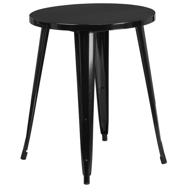 Flash Furniture CH-51080-29-BK-GG 24" Black Metal Indoor / Outdoor Round Cafe Table