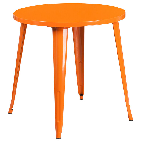 Flash Furniture CH-51090-29-OR-GG 30" Orange Metal Indoor / Outdoor Round Cafe Table