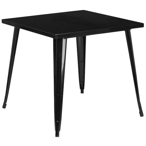Flash Furniture CH-51040-29-BK-GG 31 3/4" Black Metal Indoor / Outdoor Square Cafe Table