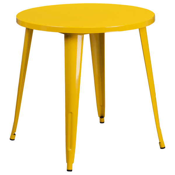 Flash Furniture CH-51090-29-YL-GG 30" Yellow Metal Indoor / Outdoor Round Cafe Table