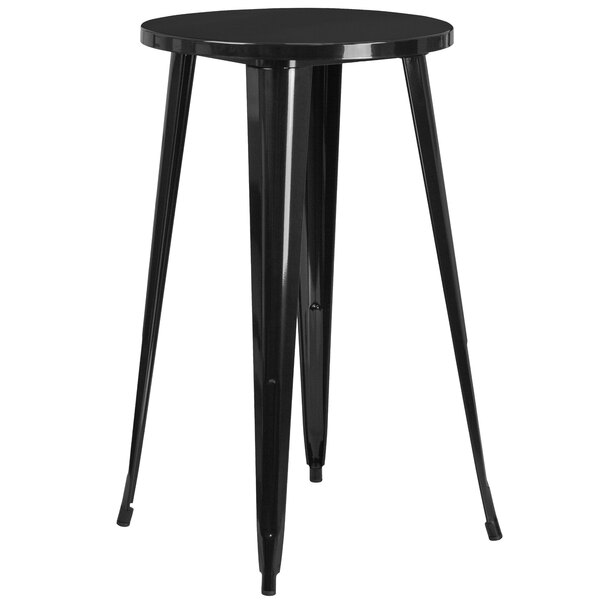 Flash Furniture CH-51080-40-BK-GG 24" Black Metal Indoor / Outdoor Round Bar Height Table