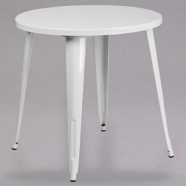 Flash Furniture CH-51090-29-WH-GG 30" White Metal Indoor / Outdoor Round Cafe Table