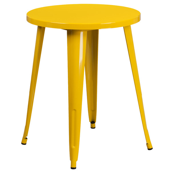 Flash Furniture CH-51080-29-YL-GG 24" Yellow Metal Indoor / Outdoor Round Cafe Table