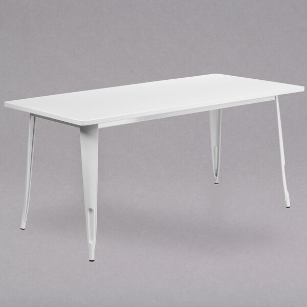 Flash Furniture ET-CT005-WH-GG 31 1/2" x 63" White Metal Indoor / Outdoor Rectangular Cafe Table