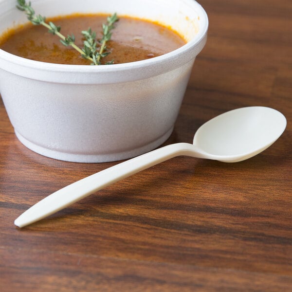 4 1/8" Medium Weight Cornstarch Soup Spoon - 1000/Case