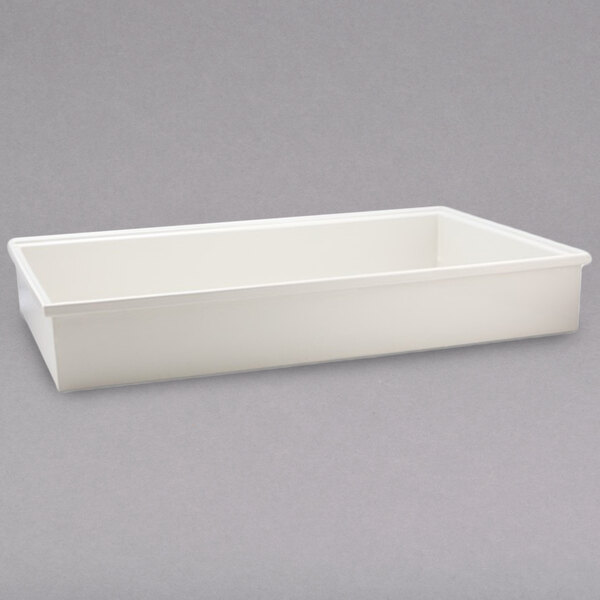 A white rectangular Bon Chef container on a gray background.
