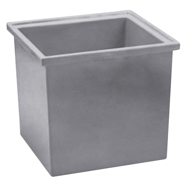 A grey square Bon Chef pewter-glo container with a square top.