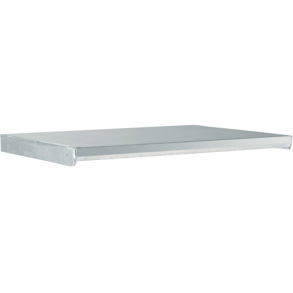 A silver rectangular Channel cantilever shelf.