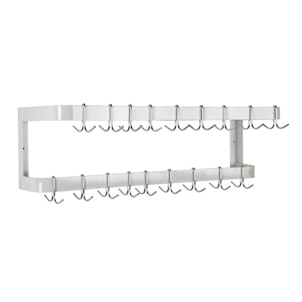 Advance Tabco GW-60 60" Powder Coated Steel Wall Mounted Double Line Pot Rack with 18 Double Prong Hooks