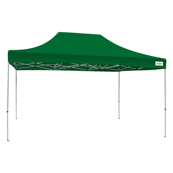 A green Caravan Canopy tent with poles.