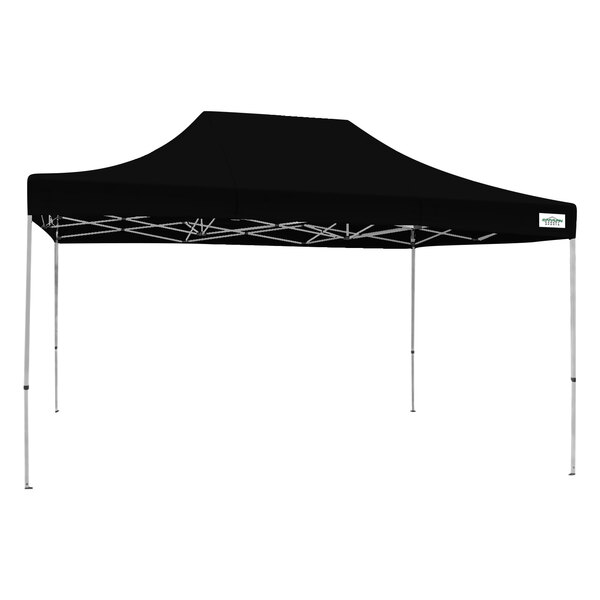 A black Caravan Canopy tent with poles.