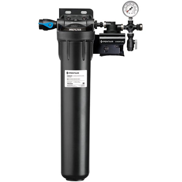 An Everpure water filter manifold with a pressure gauge.