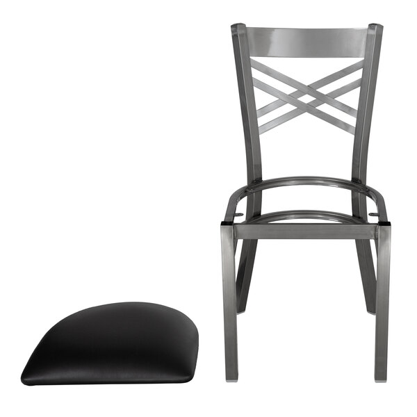 Lancaster Table & Seating Clear Coat Steel Cross Back Chair with 2 1/2
