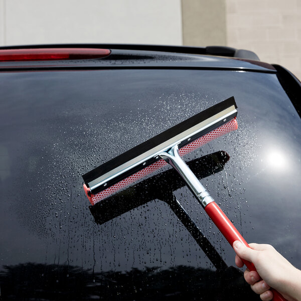 Winco WSS-12 12" Auto Windshield Squeegee and Sponge with 18" Handle