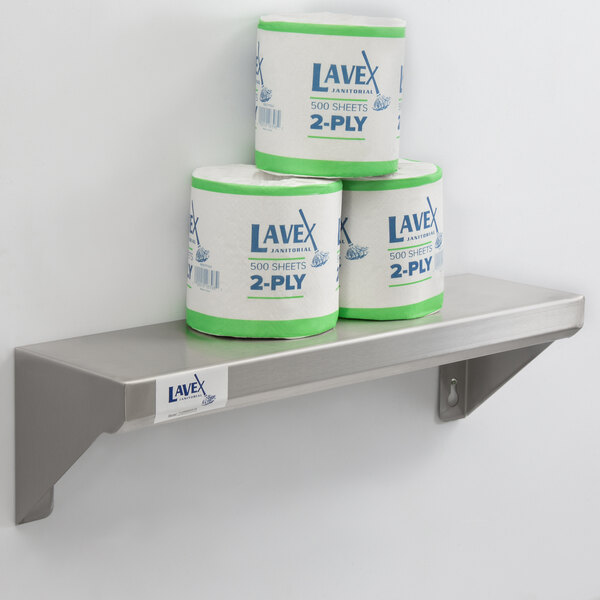 Lavex Janitorial 5" x 18" Stainless Steel Restroom Wall Mount Shelf